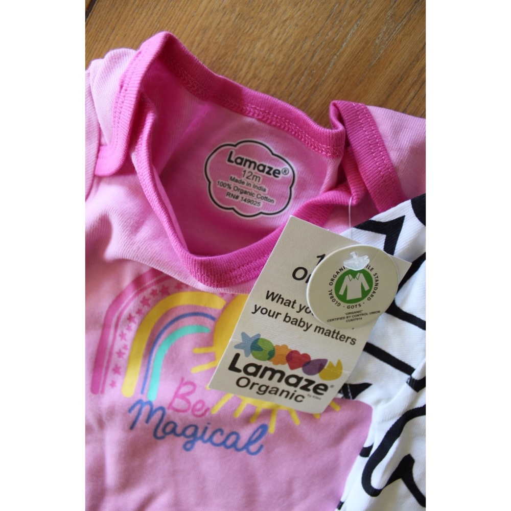 Lamaze 100% Organic Cotton Snap Button Onesies 6 Months 12 Months Rainbows Print - Picture 7 of 7